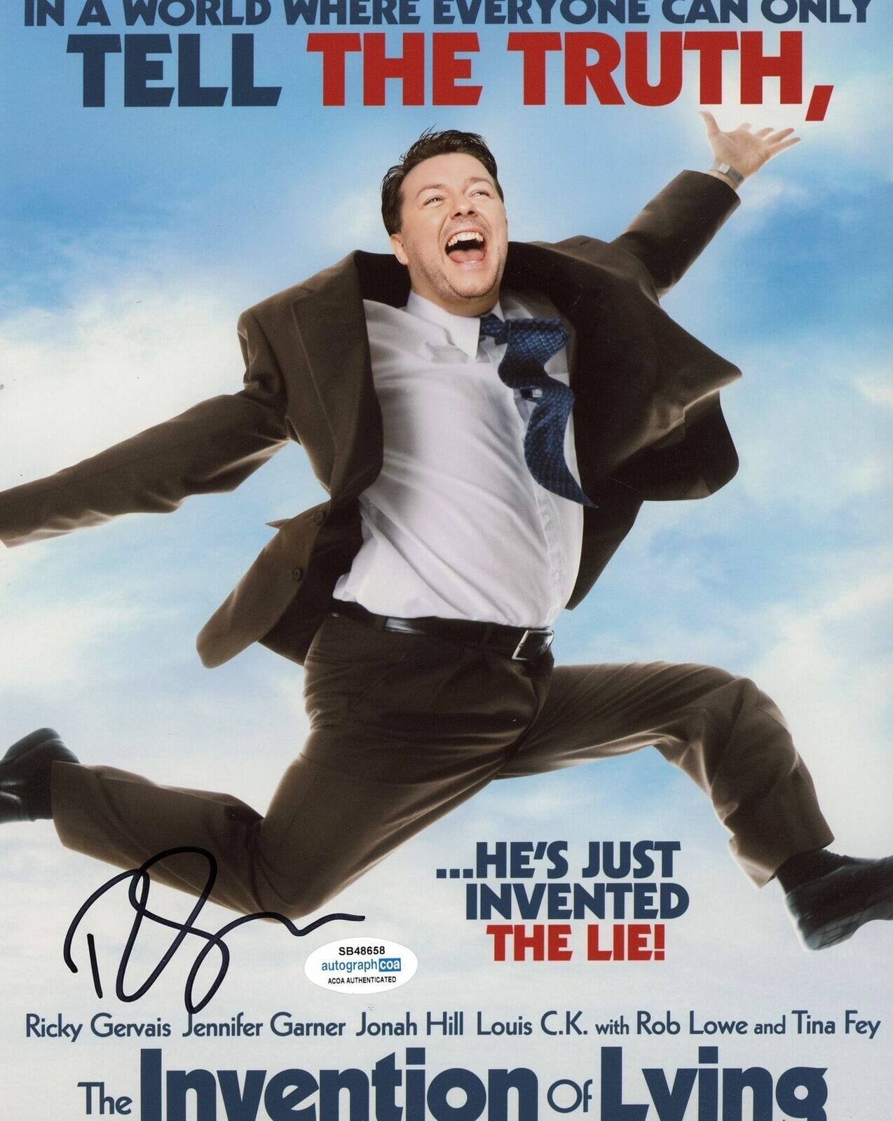 RICKY GERVAIS SIGNED THE INVENTION OF LYING 8X10 PHOTO ACOA | Autographia