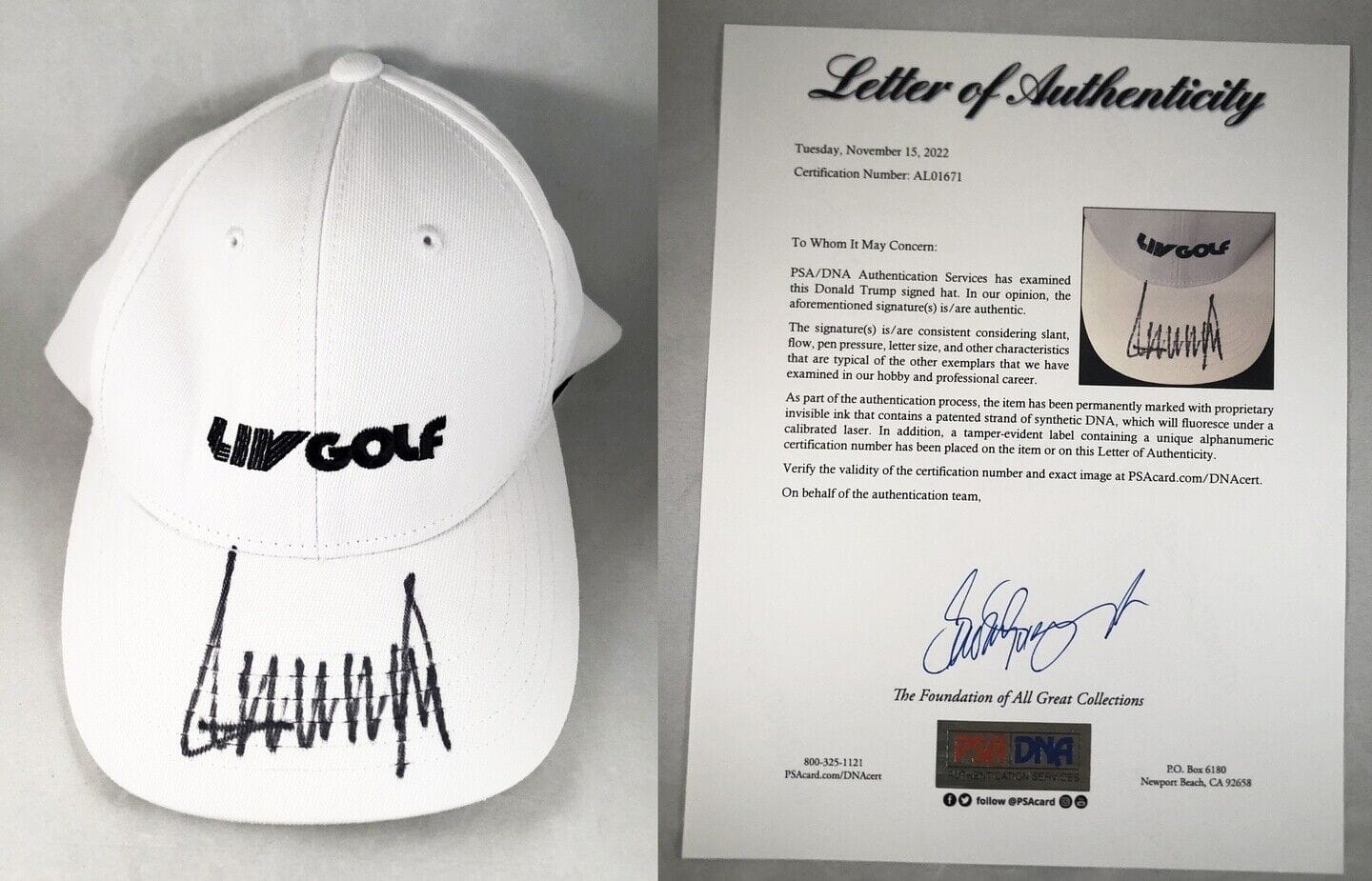 Trump sales autographed hat