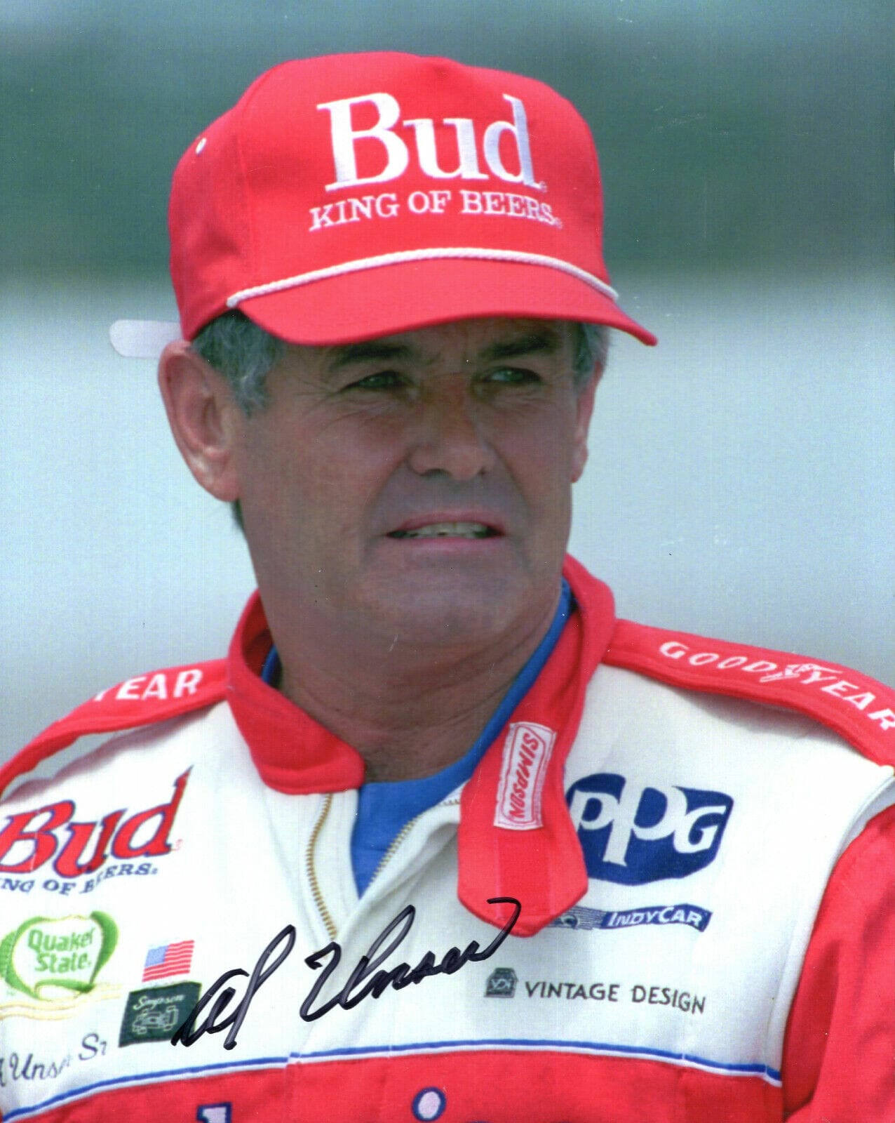 AL UNSER HAND SIGNED 8x10 COLOR PHOTO+COA GREAT POSE RACING LEGEND ...