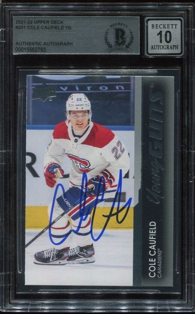 Cole Caufield Signed Auto 2021-22 Ud Young Guns Rookie Card Rc Yg 