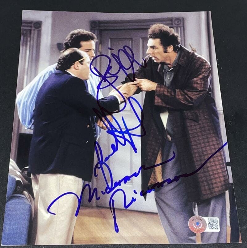 Jerry Seinfeld Jason Alexander Michael Richards Signed Autograph 8x10 Photo Bas Autographia 4725