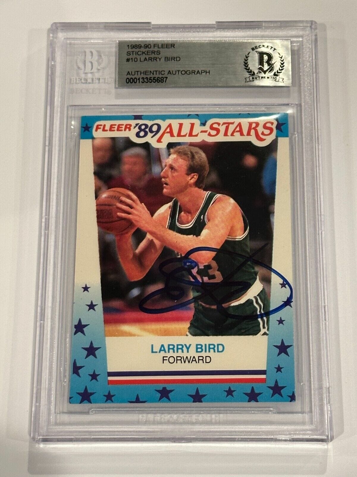 LARRY BIRD Signed 1989-90 FLEER STICKERS Card #10 Beckett Authenticated ...