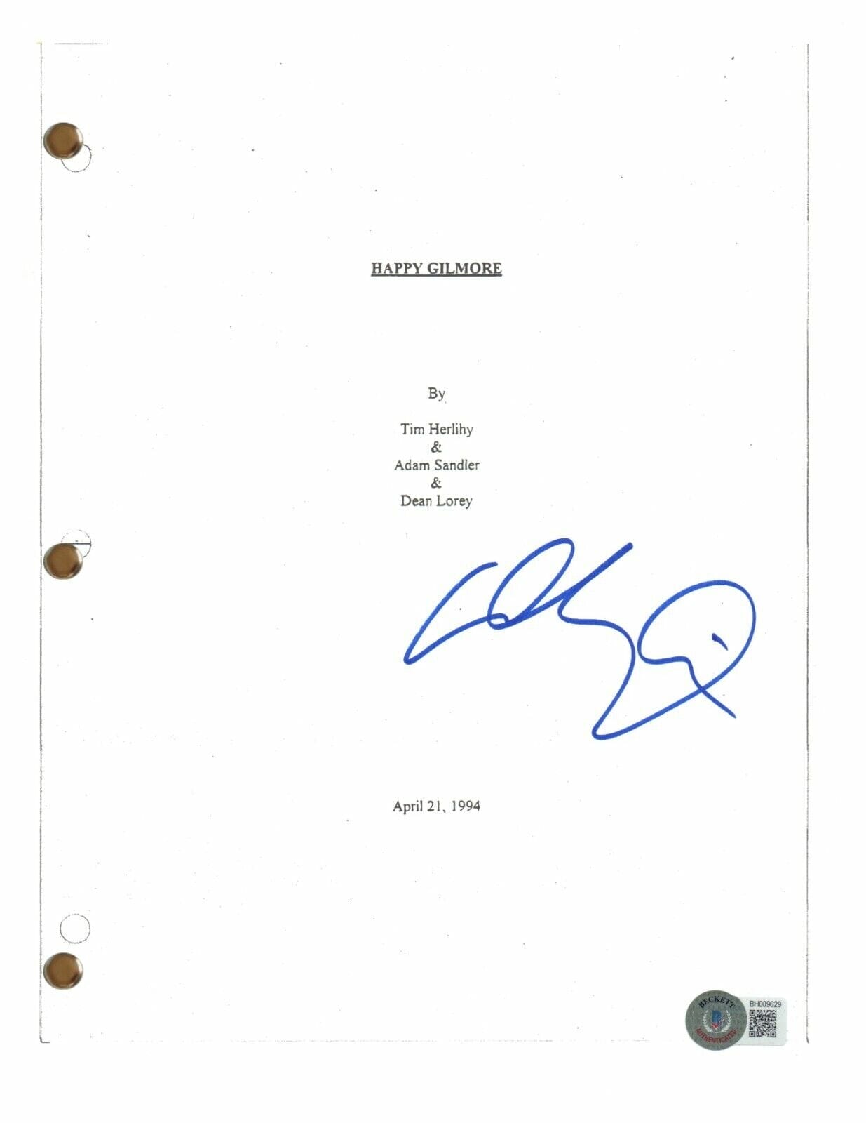 Adam Sandler Signed Autograph Happy Gilmore Movie Script Screenplay ...