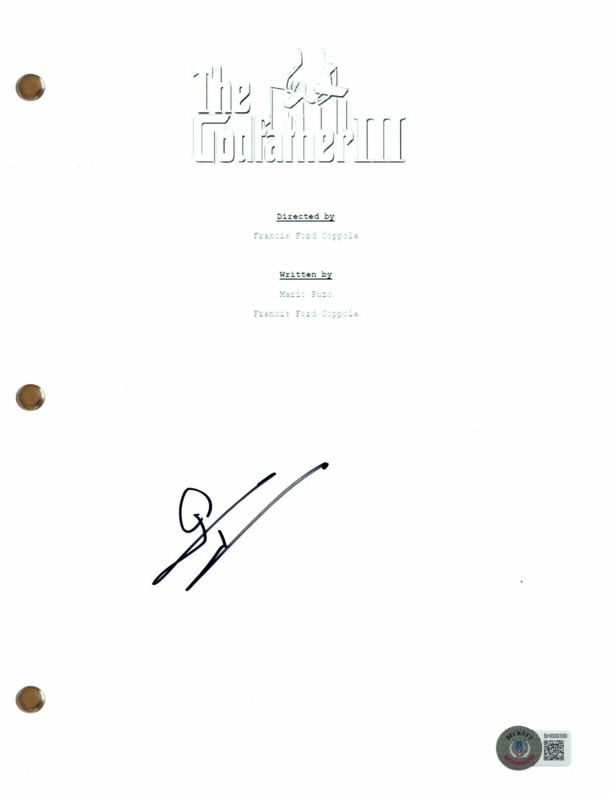 George Hamilton Signed Autograph The Godfather Part III 3 Movie Script ...