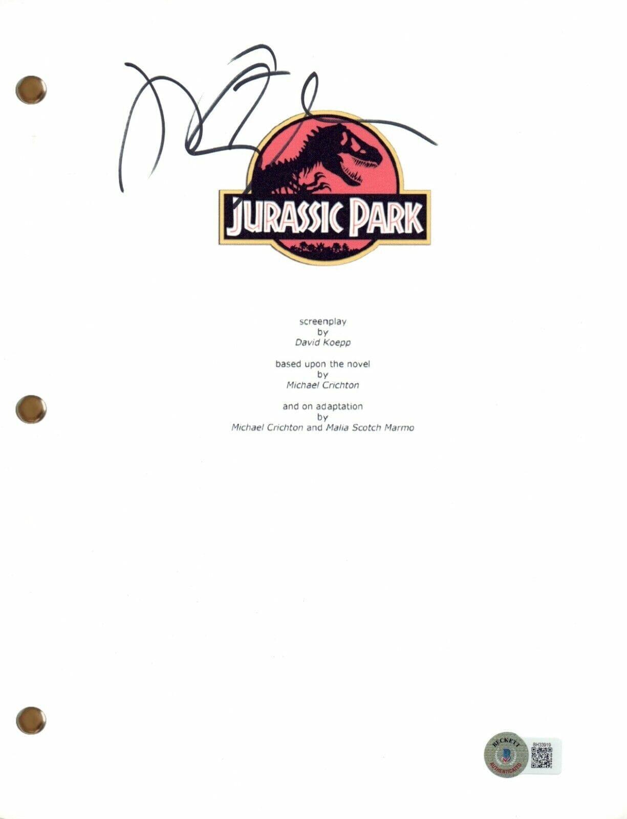 Jeff Goldblum Signed Autograph Jurassic Park Movie Script Screenplay Beckett Coa Opens In A New