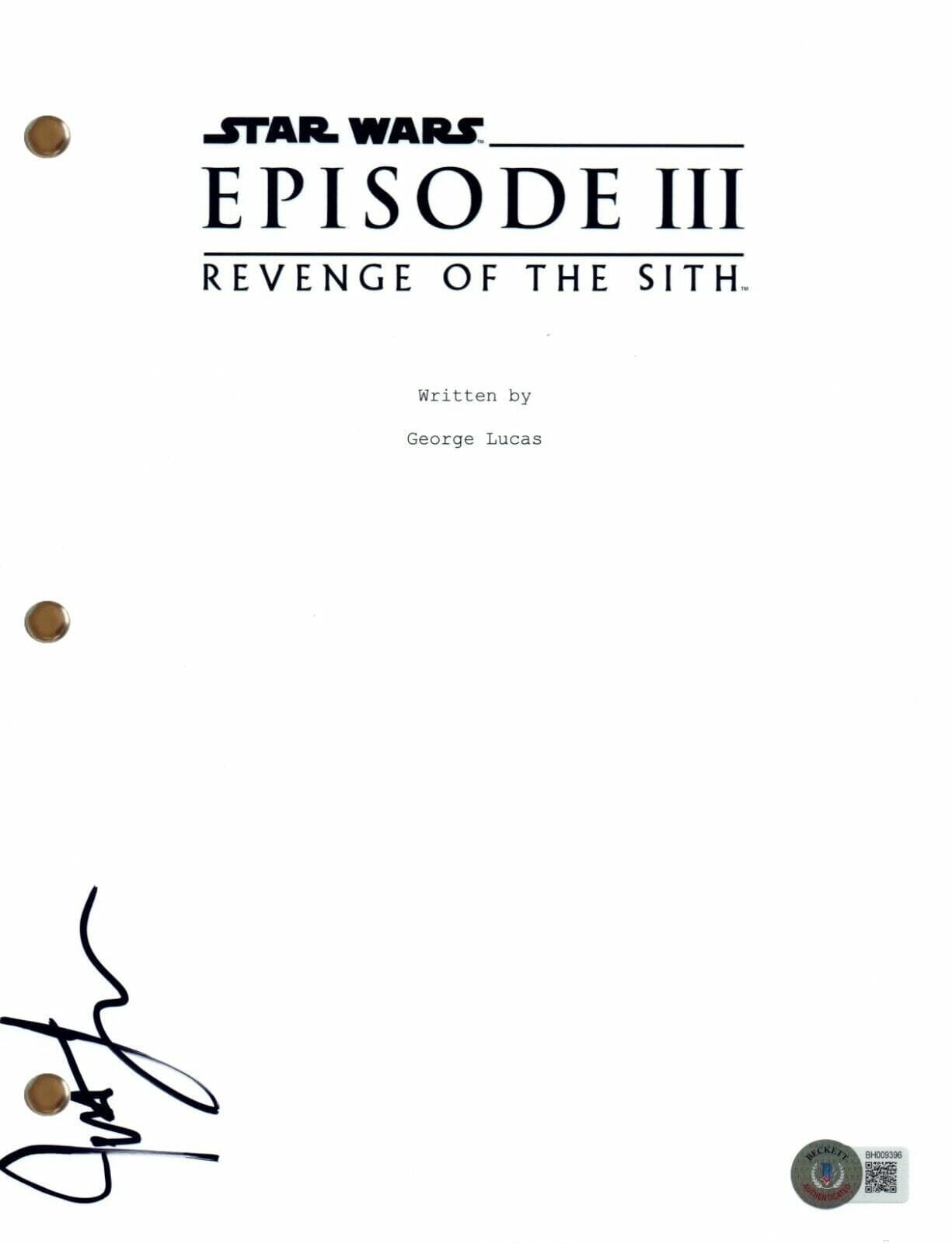 Jett Lucas Signed Autograph Star Wars Revenge of The Sith Movie Script ...