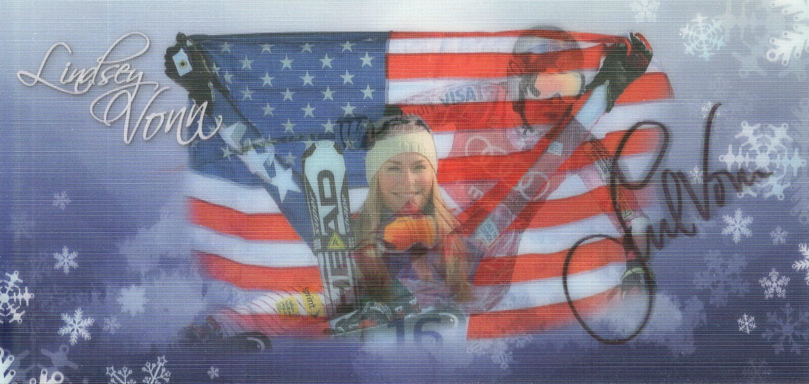 LINDSEY VONN HAND SIGNED 4x8 COLOR PHOTO+COA 3-D IMAGE SEXY OLYMPIAN ...