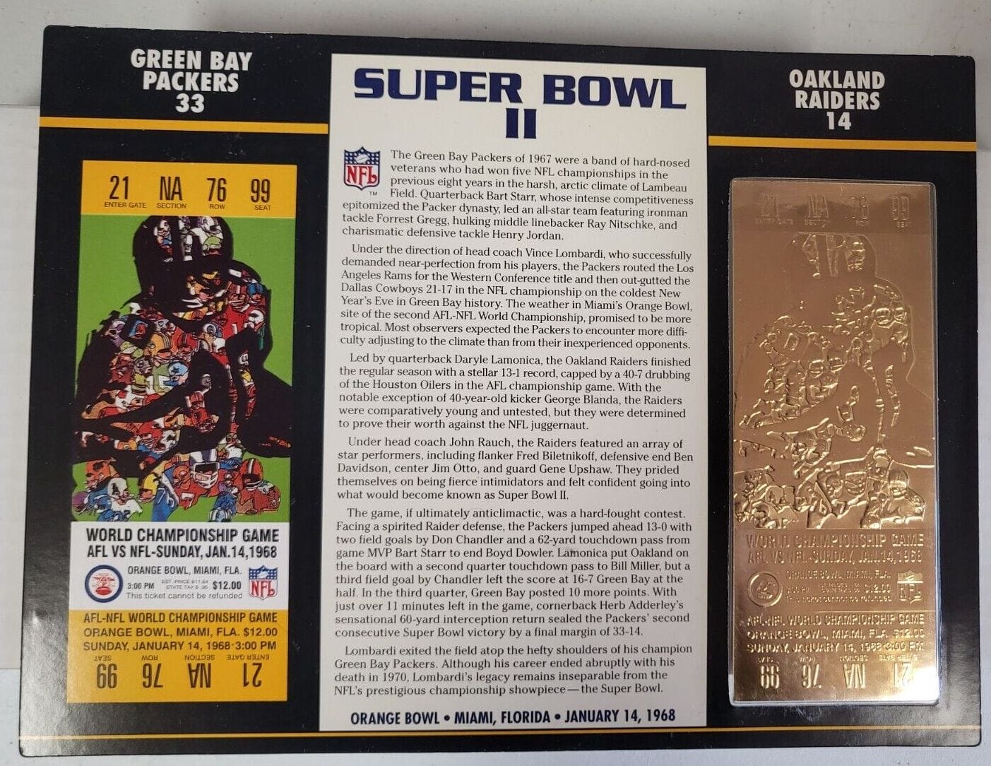 NFL 22kt Gold Super Bowl Tickets - Willabee & Ward