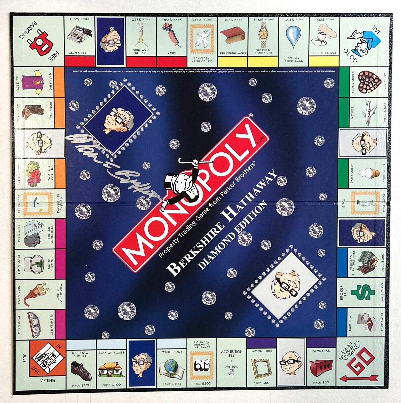 Warren Buffett REAL hand SIGNED Berkshire Hathaway Monopoly Board Game ...