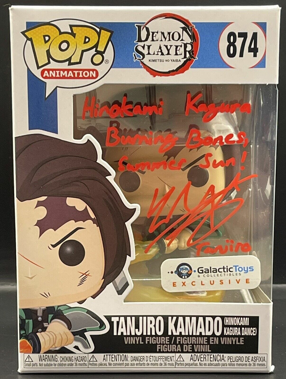 Funko Pop Demon Slayer #867 Tanjiro buy Kamado Signed By Zach Aguilar (COA Included)