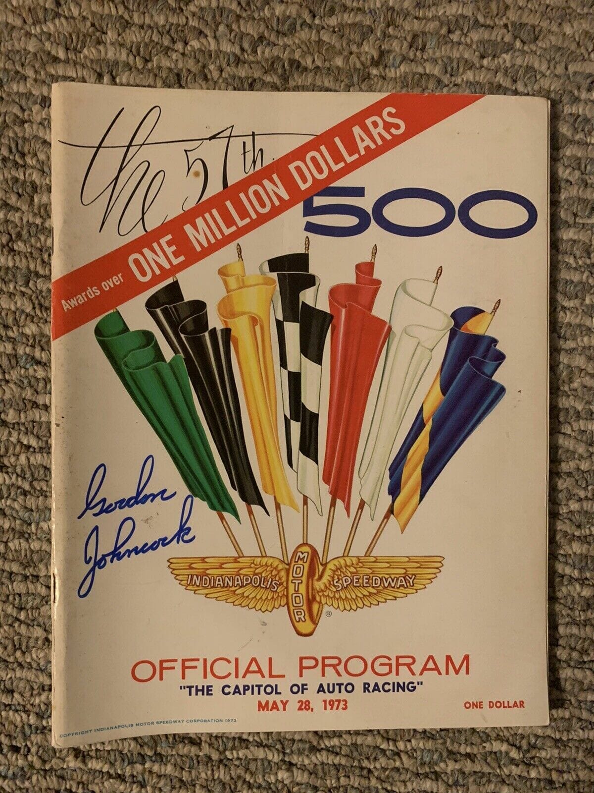 1973 Indy 500 Program Signed By Winner Gordon Johncock Autographed ...