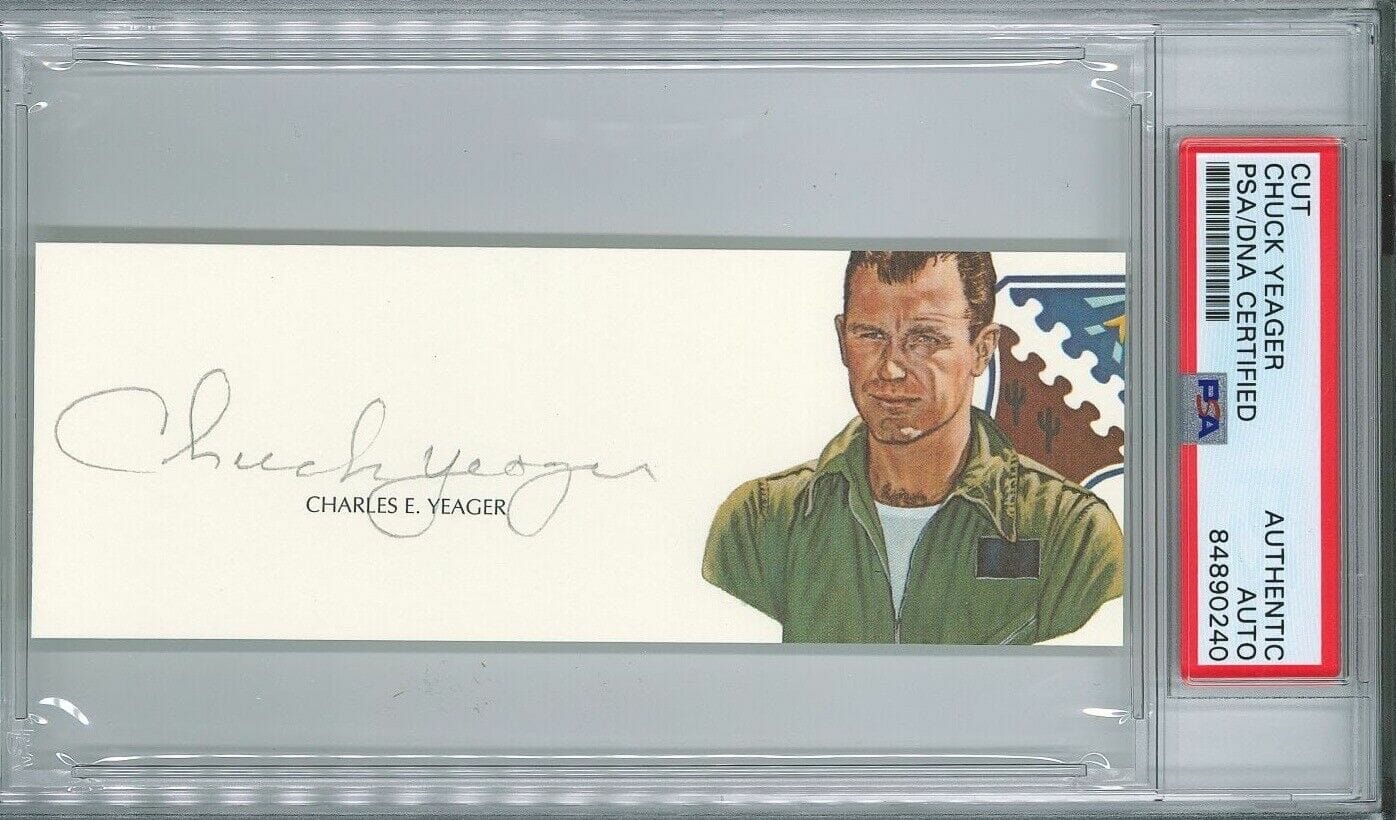 CHUCK YEAGER SIGNED CUT SIGNATURE PSA DNA 84890240 (D) WWII ACE TEST ...