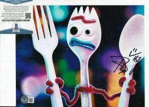 TONY HALE SIGNED (TOY STORY 4) FORKY MOVIE 8X10 PHOTO BECKETT BAS BD19916 COLLECTIBLE MEMORABILIA