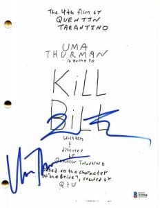 QUENTIN TARANTINO, UMA THURMAN SIGNED AUTOGRAPH KILL BILL FULL MOVIE SCRIPT BAS COLLECTIBLE MEMORABILIA