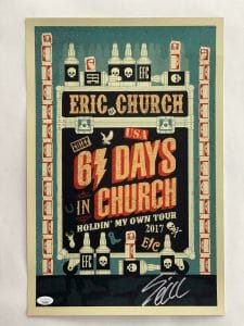 ERIC CHURCH SIGNED AUTOGRAPH 12X18 CONCERT TOUR POSTER – HOLDIN MY OWN 2017 JSA COLLECTIBLE MEMORABILIA