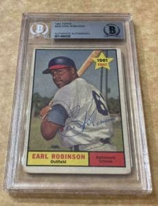 1961 TOPPS EARL ROBINSON ORIOLES DECEASED SIGNED CARD BECKETT AUTHENTIC AUTO COLLECTIBLE MEMORABILIA