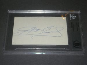 SUGAR RAY LEONARD SIGNED INDEX CARD – BECKETT AUTHENTICATED COLLECTIBLE MEMORABILIA