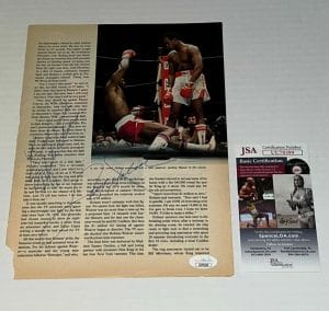 LARRY HOLMES & MIKE WEAVER SIGNED BOXING MAGAZINE PAGE AUTOGRAPHED JSA COLLECTIBLE MEMORABILIA