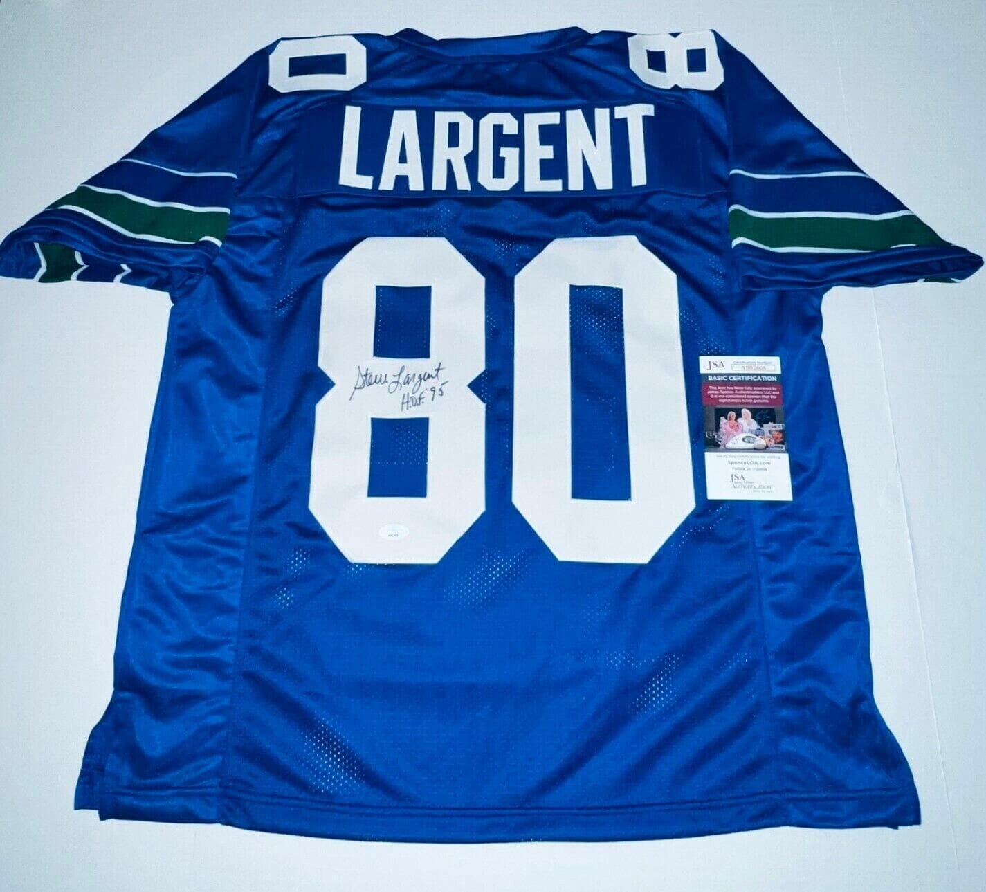 Steve Largent Autographed and Framed Blue Seahawks Jersey