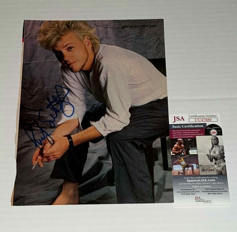 KIEFER SUTHERLAND SIGNED VINTAGE MAGAZINE PAGE EARLY SIGNATURE AUTOGRAPHED 2 JSA COLLECTIBLE MEMORABILIA