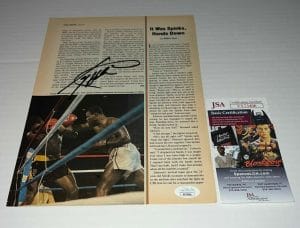 LARRY HOLMES HEAVYWEIGHT CHAMP SIGNED BOXING MAGAZINE PAGE AUTOGRAPHED 11 JSA COLLECTIBLE MEMORABILIA
