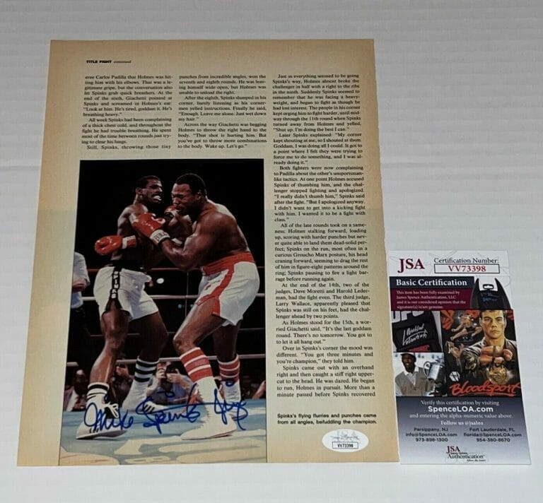 MICHAEL SPINKS JINX SIGNED MAGAZINE PAGE BOXING CHAMP AUTOGRAPHED 10 JSA COLLECTIBLE MEMORABILIA