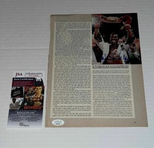 MICHAEL SPINKS JINX SIGNED MAGAZINE PAGE BOXING CHAMP AUTOGRAPHED 2 JSA COLLECTIBLE MEMORABILIA