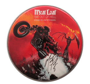 MEAT LOAF SIGNED AUTOGRAPH CUSTOM 12″ BAT OUT OF HELL DRUMHEAD ROCK ICON W/ JSA
 COLLECTIBLE MEMORABILIA