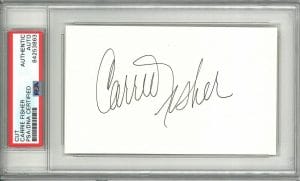 CARRIE FISHER SIGNED CUT SIGNATURE PSA DNA SLABBED 84253863 (D) STAR WARS LEIA
 COLLECTIBLE MEMORABILIA