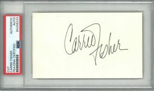 CARRIE FISHER SIGNED CUT SIGNATURE PSA DNA SLABBED 84258233 (D) STAR WARS LEIA
 COLLECTIBLE MEMORABILIA