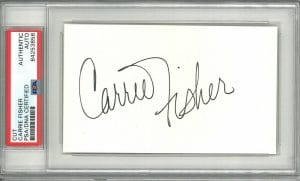 CARRIE FISHER SIGNED CUT SIGNATURE PSA DNA SLABBED 84253856 (D) STAR WARS LEIA
 COLLECTIBLE MEMORABILIA