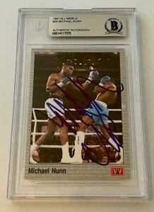MICHAEL NUNN BOXING SIGNED 1991 ALL WORLD #29 CARD AUTOGRAPHED BECKETT SLABBED
 COLLECTIBLE MEMORABILIA