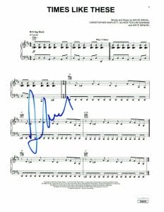 TAYLOR HAWKINS SIGNED AUTOGRAPH TIMES LIKE THESE SHEET MUSIC – FOO FIGHTERS JSA
 COLLECTIBLE MEMORABILIA