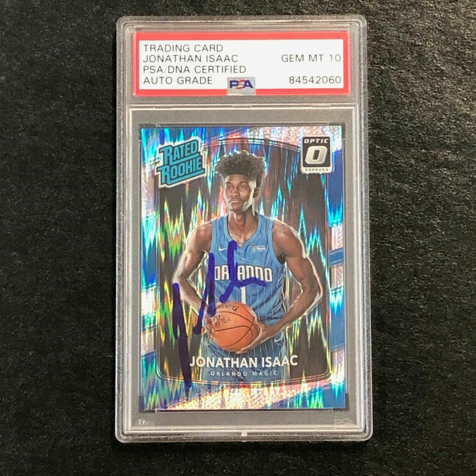 2017-18 Optic Rated Rookie Shock #195 Jonathan Isaac Signed Card AUTO ...