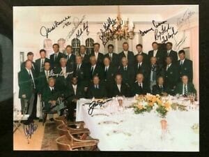 MASTERS CHAMPS HAND SIGNED 11×14 PHOTO 15 SIGS NICKLAUS+ARNIE+PLAYER JSA
 COLLECTIBLE MEMORABILIA