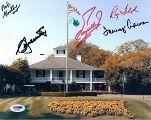 SEVE BALLESTEROS+4 OTHERS HAND SIGNED 8×10 PHOTO MASTERS CLUBHOUSE PSA LETTER
 COLLECTIBLE MEMORABILIA
