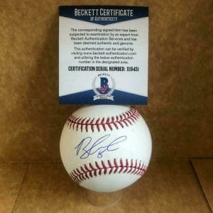 BRANDON LOWE TAMPA BAY RAYS SIGNED AUTOGRAPHED M.L. BASEBALL BECKETT X19451
 COLLECTIBLE MEMORABILIA
