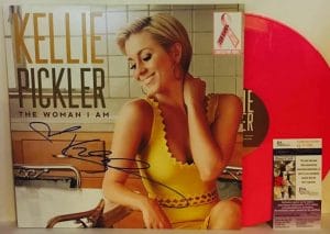 KELLIE PICKLER SIGNED AUTOGRAPH LP COVER THE WOMAN I AM PINK VINYL RECORD JSA
 COLLECTIBLE MEMORABILIA