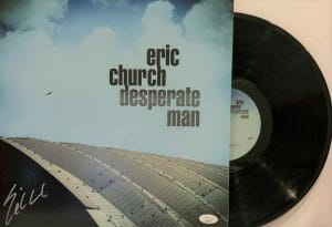 ERIC CHURCH SIGNED AUTOGRAPH LP COVER “DESPERATE MAN” VINYL JSA
 COLLECTIBLE MEMORABILIA