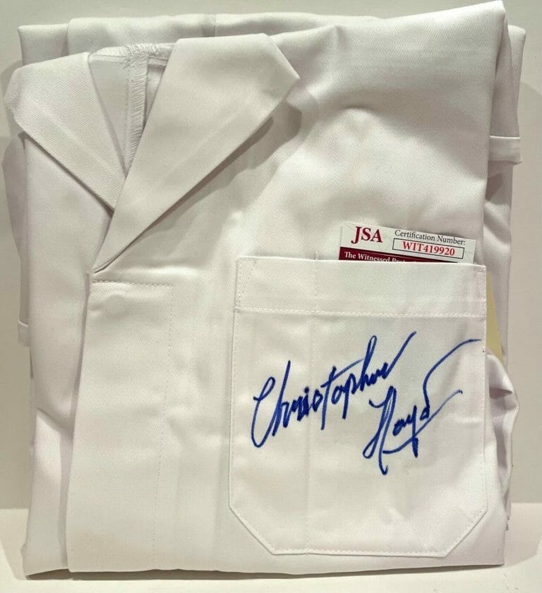 CHRISTOPHER LLOYD SIGNED AUTOGRAPH LAB COAT BACK TO THE FUTURE JSA
 COLLECTIBLE MEMORABILIA
