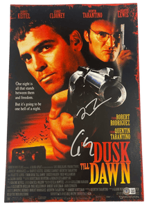 QUENTIN TARANTINO GEORGE CLOONEY SIGNED 12X18 PHOTO FROM DUSK TILL DAWN BAS 3 COLLECTIBLE MEMORABILIA