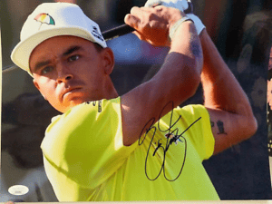 RICKIE FOWLER HAND SIGNED OVERSIZED 11×14 PHOTO AWESOME GOLFER JSA COLLECTIBLE MEMORABILIA