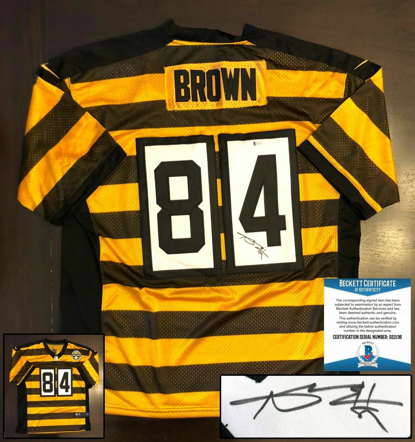 Antonio Brown signed Pittsburgh Steelers football Jersey proof Beckett COA  autogaph at 's Sports Collectibles Store