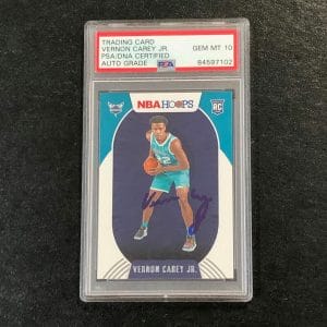 2020-21 NBA HOOPS #214 VERNON CAREY JR. SIGNED CARD AUTO 10 PSA/DNA SLABBED RC H COLLECTIBLE MEMORABILIA