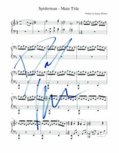 DANNY ELFMAN SIGNED AUTOGRAPH SPIDER-MAN SHEET MUSIC STARRING TOBEY MAGUIRE RARE COLLECTIBLE MEMORABILIA