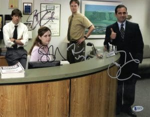 THE OFFICE CAST SIGNED 11X14 PHOTO CARELL+3 AUTHENTIC AUTOGRAPH BECKETT COA 1 COLLECTIBLE MEMORABILIA