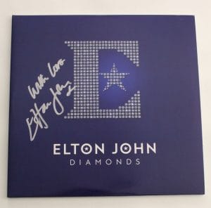 SIR ELTON JOHN SIGNED AUTOGRAPH ALBUM VINYL RECORD – DIAMONDS VERY RARE! JSA COA COLLECTIBLE MEMORABILIA