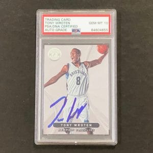 2012-13 TOTALLY CERTIFIED #276 TONY WROTEN SIGNED CARD AUTO 10 PSA SLABBED GRIZZ COLLECTIBLE MEMORABILIA