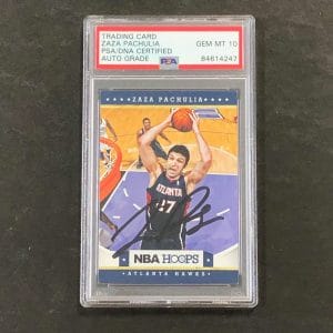 2012-13 NBA HOOPS #154 ZAZA PACHULIA SIGNED CARD AUTO 10 PSA SLABBED HAWKS COLLECTIBLE MEMORABILIA