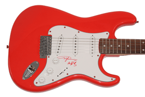 ANGUS YOUNG SIGNED AUTOGRAPH RED FENDER ELECTRIC GUITAR HIGHWAY TO HELL JSA COA COLLECTIBLE MEMORABILIA